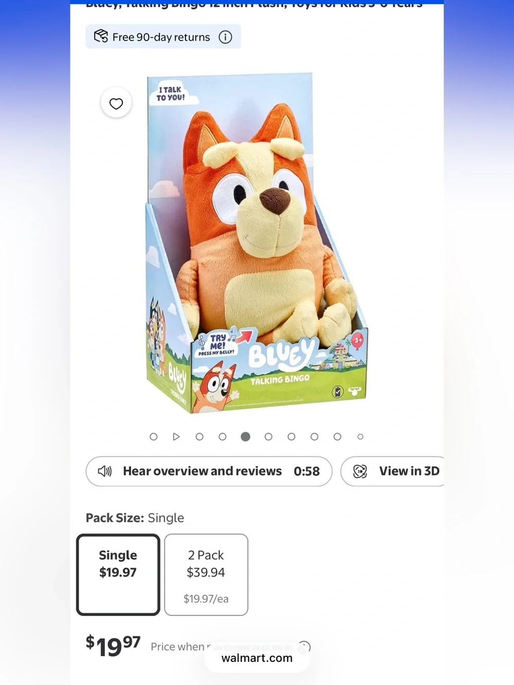 “Talking Bingo” Plush Toy — Bluey